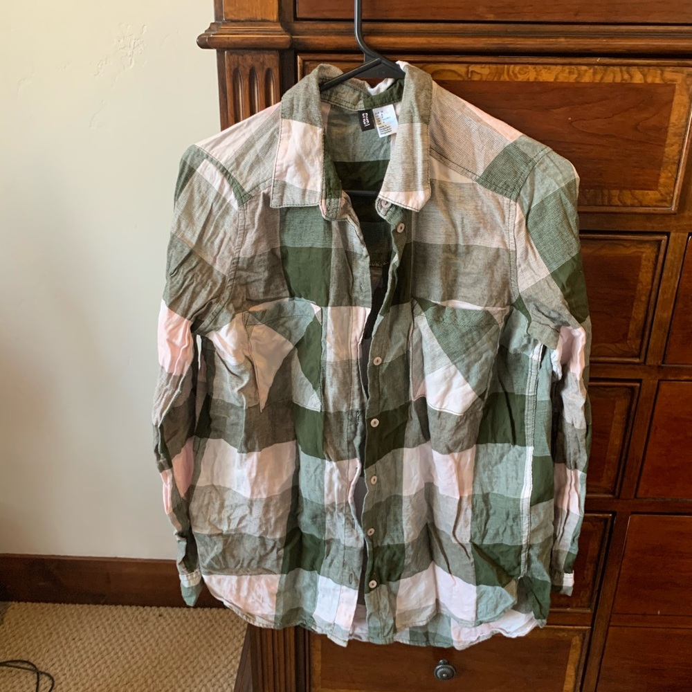 Pink and green plaid shirt